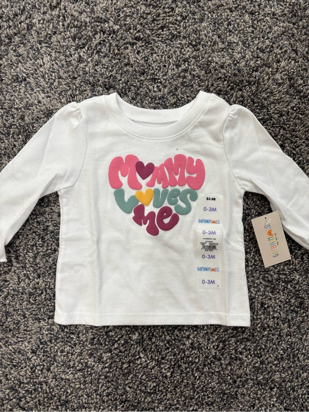 White "Mommy Loves Me" Long Sleeve Tee 0/3 months